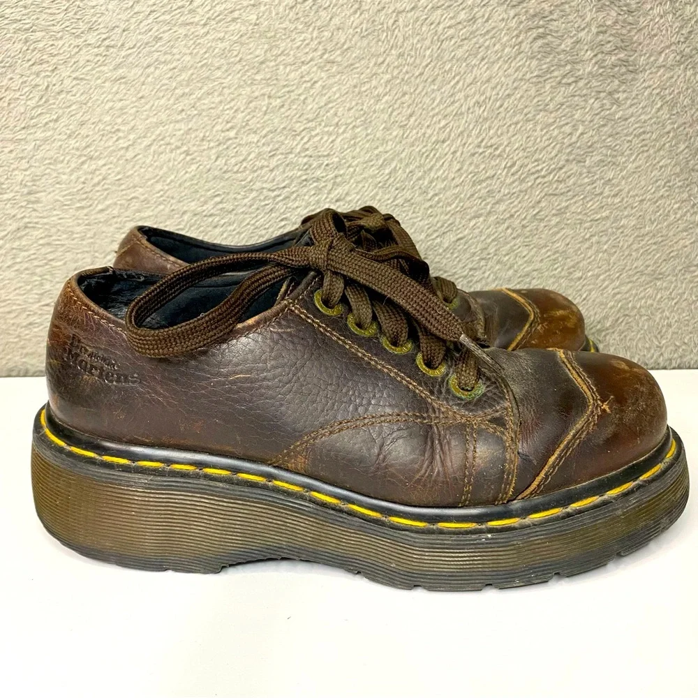 VTG Dr. Martens 8651 AirWair Brown Chunky Platform Lace-up Oxford Loafers Size 5
